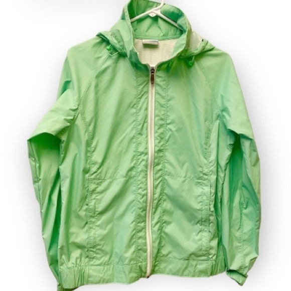 Columbia Windbreaker Jacket Women’s Size Medium Light Green Color Hooded Vented - Picture 1 of 10